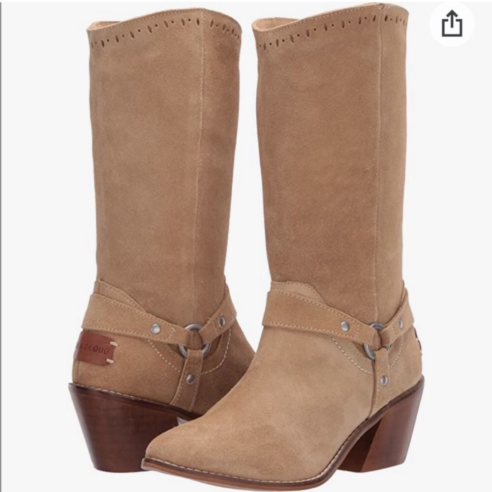 NIB Musse & Cloud Suede Western Motto Tan Leather boots size 6